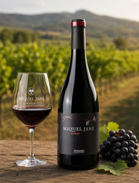 Syrah ecológico de Bodega Miquel Jané entre viñedos del Penedès